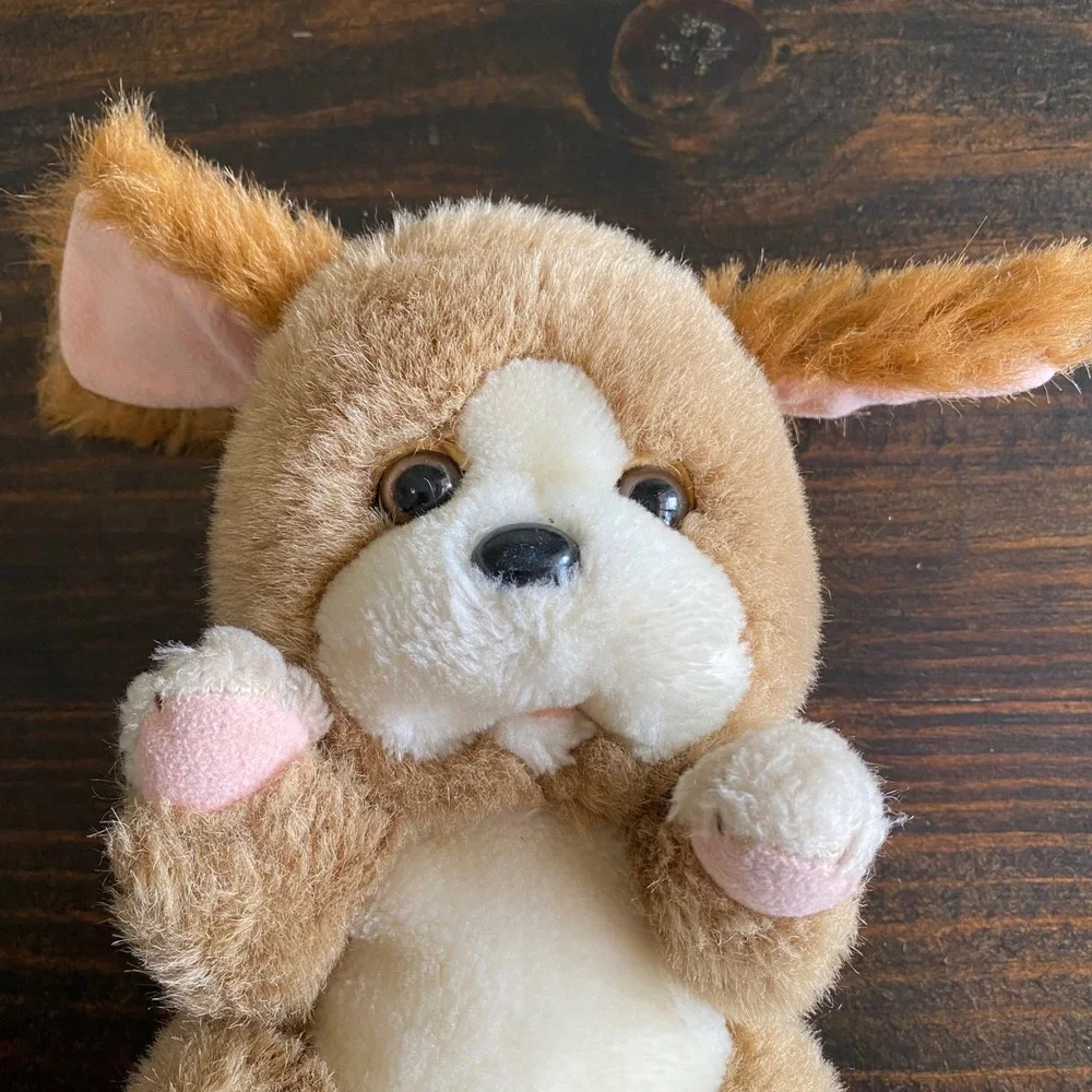 Vintage 1985 Applause Little Beggar Puppy Dog Plush Tan White‎ Floppy 8